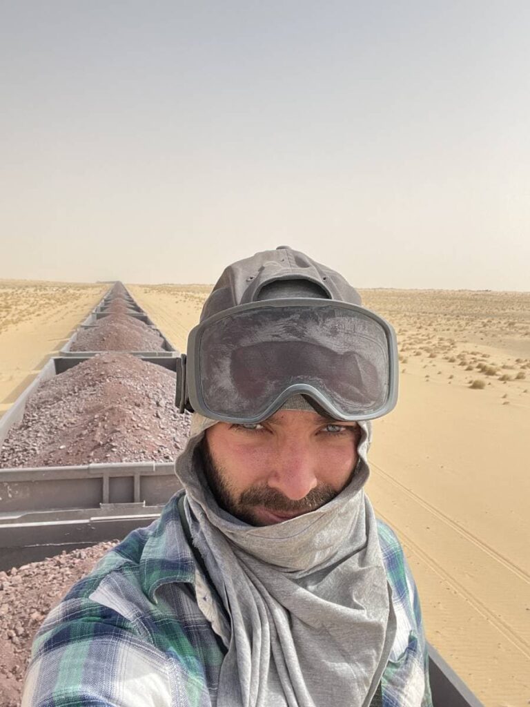 Me on Iron ore train in Mauritania