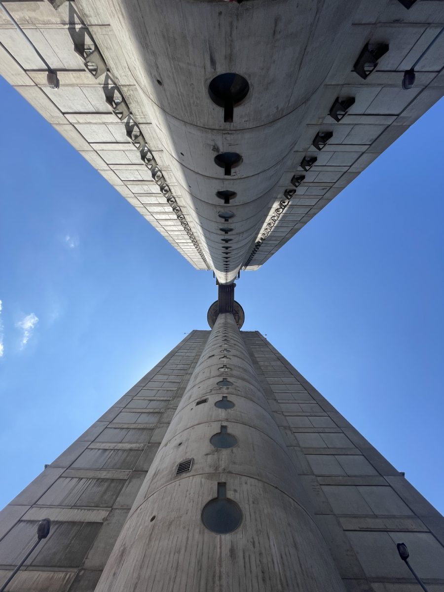 view from the bottom of Genet Tower