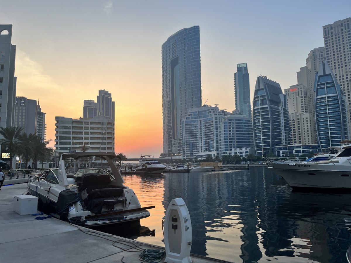 Dubai Marina during sunset