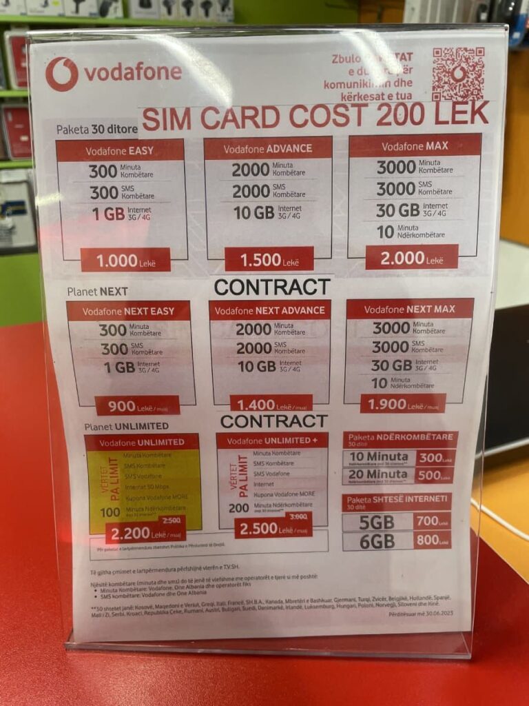 sim card cost in ksamil