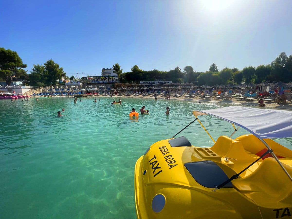 Pedal boat on Bora Bora beach in Ksamil