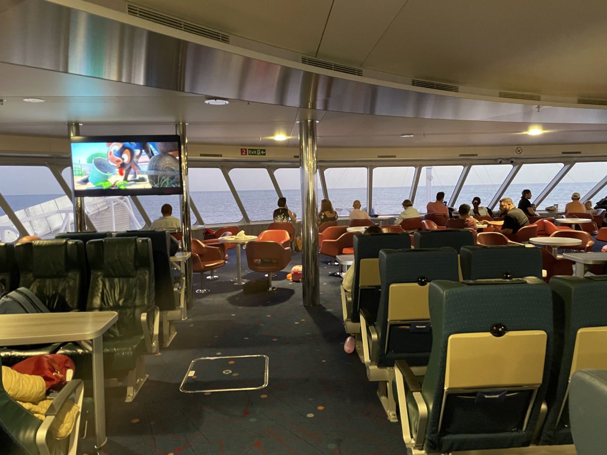 Virtu Ferries ferry interior with people looking from the front window