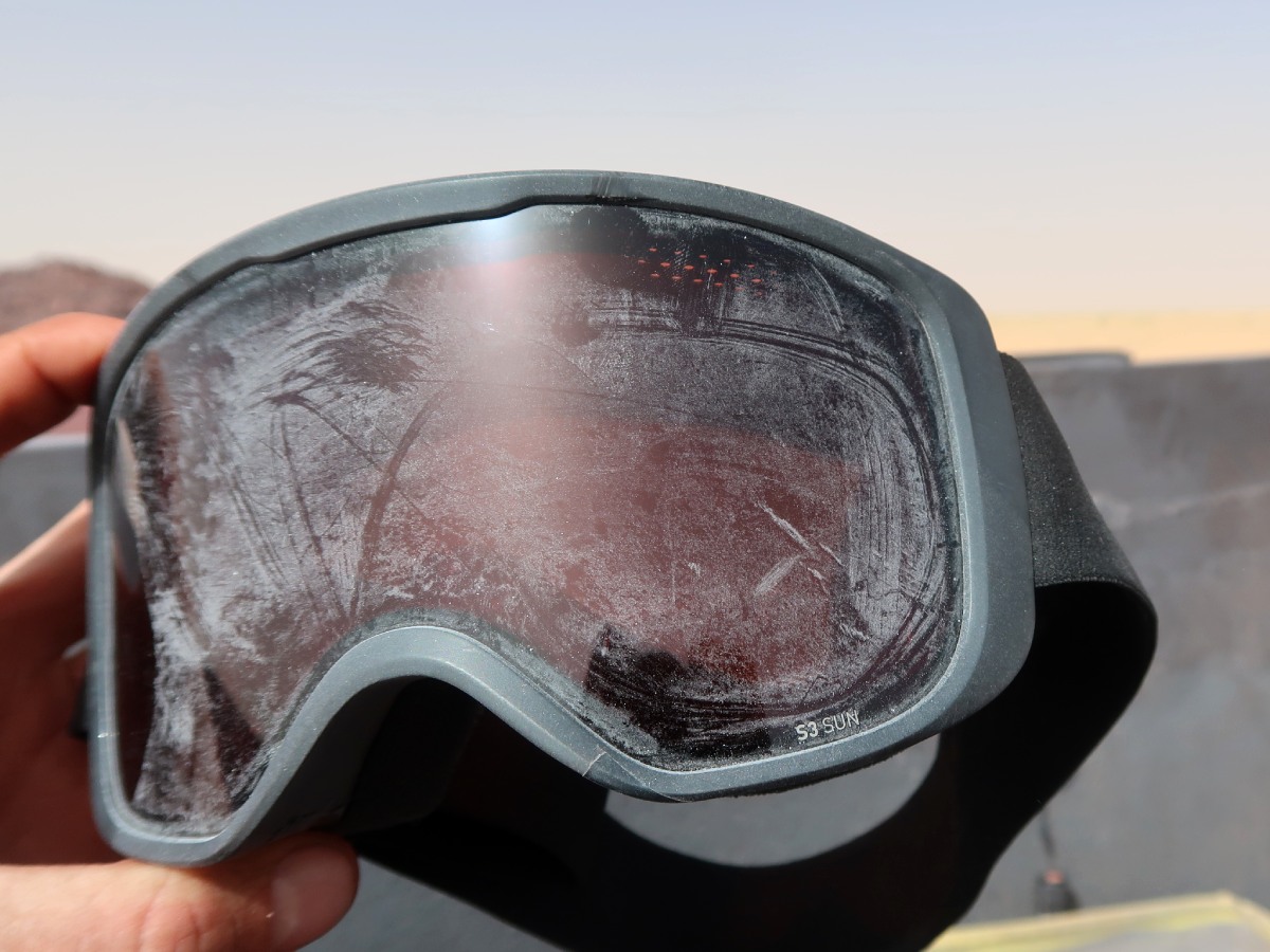 dusty ski goggles