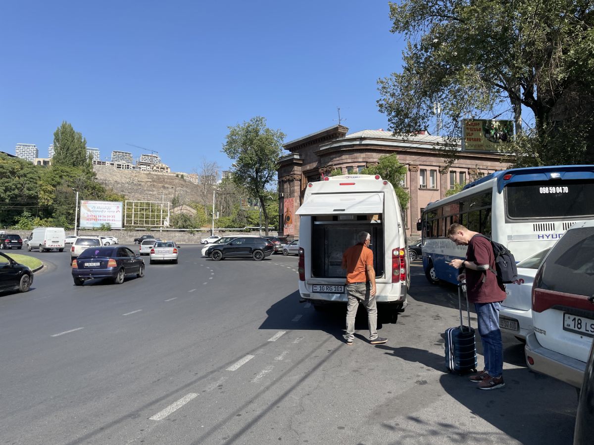 Abovyan Street in Yerevan is a pick-up / drop-off point of minivans running between Georgia and Armenia